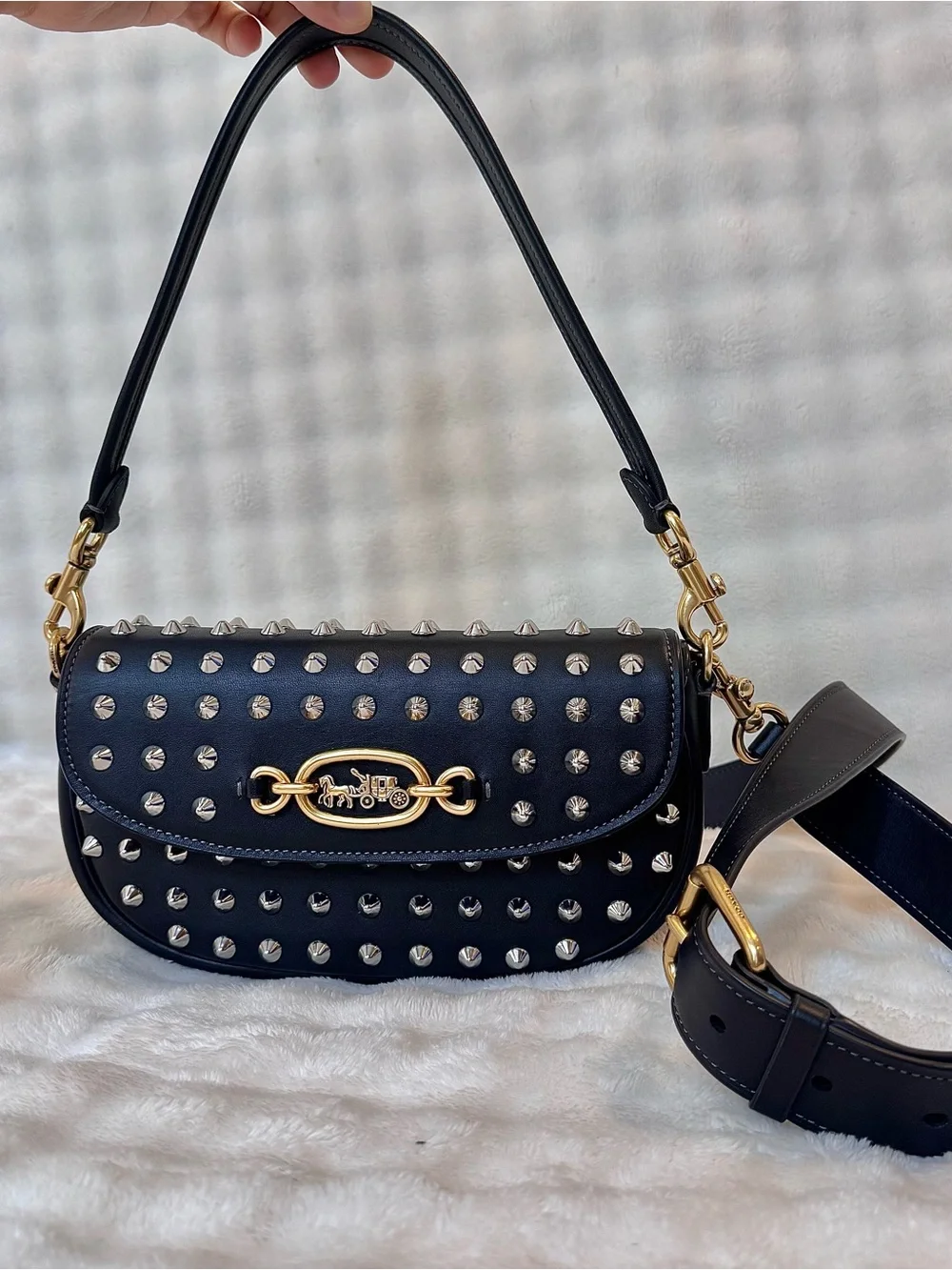 Coach Studded Harley Shoulder Bag 23 with Gold Hardware - Picture 1 of 10